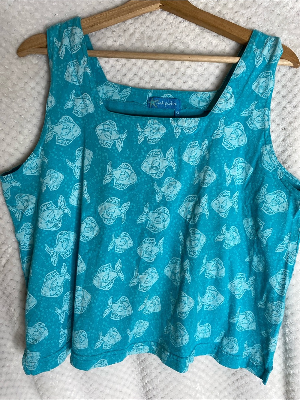 Fresh Produce Teal Fish Print Tank Top